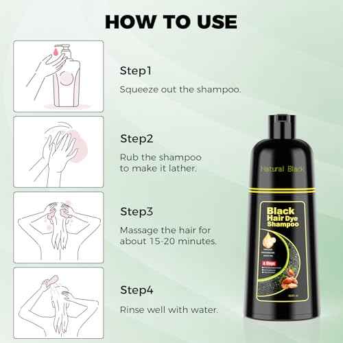 Black Hair Dye Shampoo 3 in 1£¬Argan Natural Herbal Formula Hair Color Shampoo Covers Gray Hair for Women and Men (16.9 fl.oz Black)