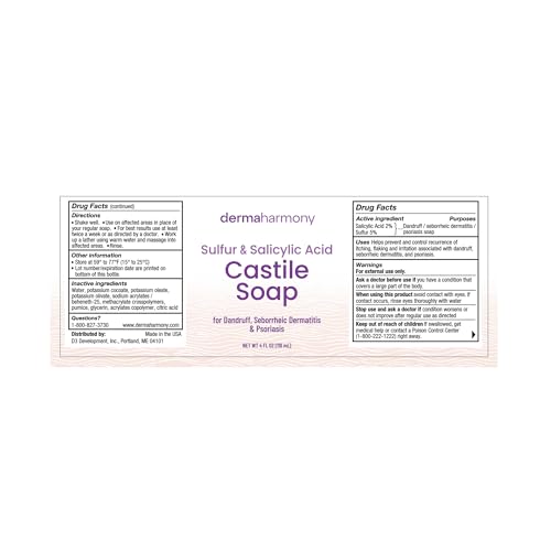 Dermaharmony 5% Sulfur & 2% Salicylic Acid Liquid Castile Soap - 4 Fl Oz
