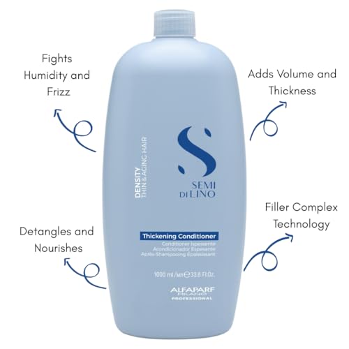 Alfaparf Milano Semi Di Lino Density Conditioner - Sulfate-Free, Detangling & Moisturizing for Thin Hair with Filler Complex - Provides Softness & Added Volume (33.8 Fl Oz)