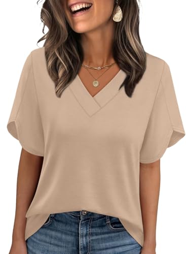 Women's Summer V-Neck Petal Sleeve Top