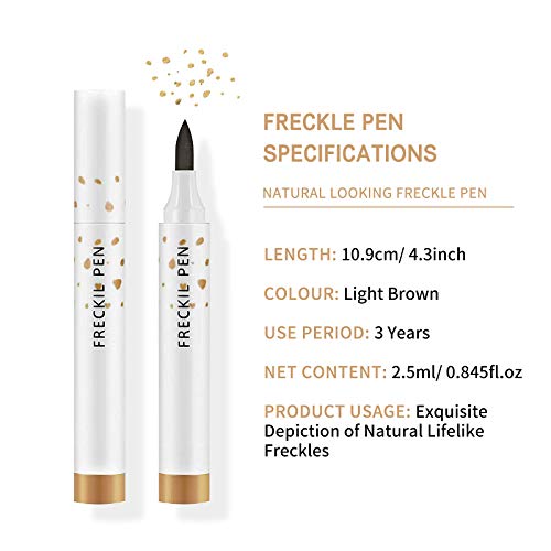 2 Pcs Freckle Pen Set, Natural Lifelike Fake Freckles Makeup Pen Magic Brown Color Freckles Makeup Tool Long-Lasting Waterproof Dot Spot Pen for Effortless Sunkissed Makeup (Light Brown)