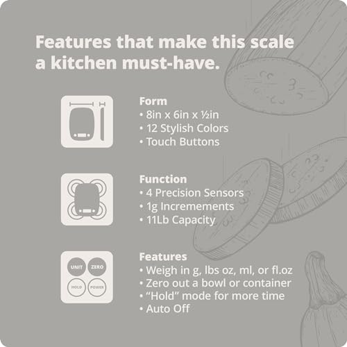 Greater Goods Digital Kitchen Scale - Cooking, Baking, Meal and Food Prep Scale, Weighs in Grams, Pounds and Ounces, Gray