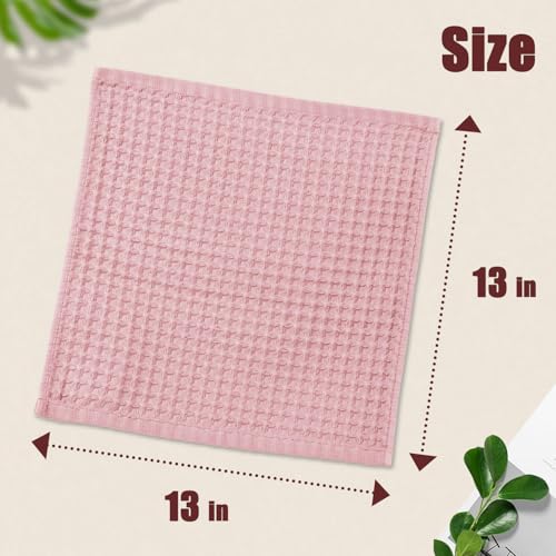 Cleanbear Cotton Waffle Washcloths Set of 12, 13x13"