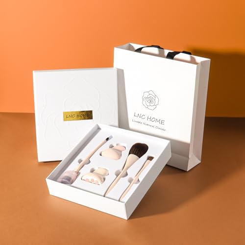Professional 5-Piece Makeup Brush Set with Sponge & Facial Roller Gift Box