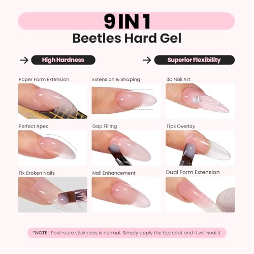 Beetles HEMA-Free Hard Gel for Nails - Clear & Jelly Pink, 2 Pcs with Nail Brush