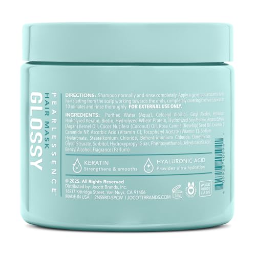 Pearlessence Glossy Hair Mask with Keratin & Hyaluronic Acid 12oz