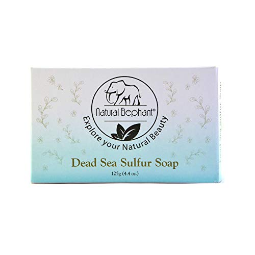 Natural Elephant Dead Sea Sulfur Soap 4.4 oz with Dead Sea Salt, Aloe Vera, Sulphur Face and Body Cleanser Bar for All Skin Types (3 Pack (13.2 oz Total))