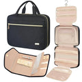BAGAIL Hanging Toiletry Bag for Women Water-resistant Cosmetic Bag Large Capacity Travel Makeup Organizer for Full-Sized Travel Essentials(Classic+Jewelry Bag, Black)
