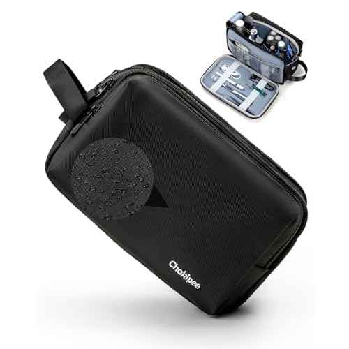Toiletry Bag for Men - Travel Toiletries Organizer Dopp Kit Water Resistant Shaving Bag for Toiletry Accessories, Lightweight Cosmetic Bags with Zippers, Bathroom Essentials (Black)