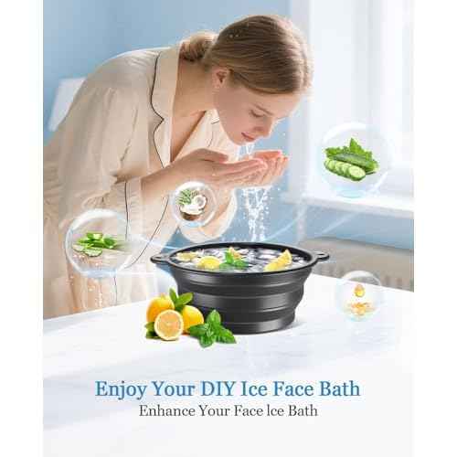 Face Ice Bath Bowl - Silicone Foldable Facial Ice Therapy Basin with Built-in Ice Tray, Cold Plunge Bowl for Skin Tightening, Puffiness Relief & Glowing Skin, Idea for Home & Travel