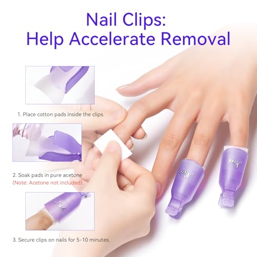 Makartt Reusable Gel Nail Polish Remover Clips Set with Cuticle Pusher