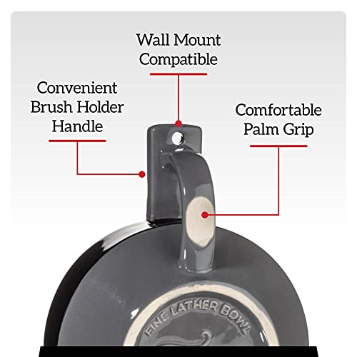 Fine ?Mr Lather Bowl, ?Gentleman's Ceramic Shaving Cream Bowl, Aerating Ribbed ?Texture, Brush Holder, Wall Mount Hole, Dark Color for Visual Contrast, Premium Stoneware Construction (Red)