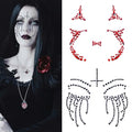 Halloween Face Gems Tattoo Stickers - 2 Sheets Red & Black