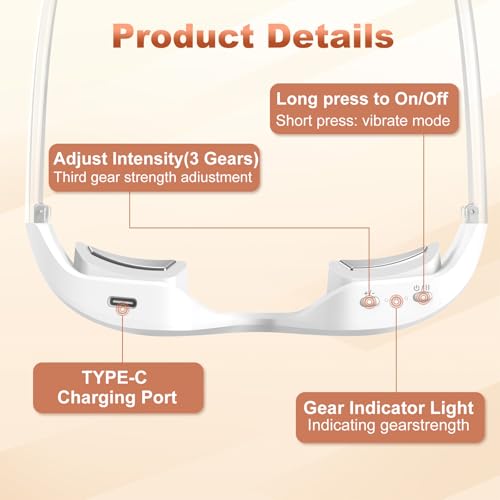 Hoakya Red Light Therapy Eye Massager for Dark Circles & Puffiness