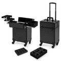 AROUS Rolling Makeup Case with 4 Trays, Black Cosmetology Trolley