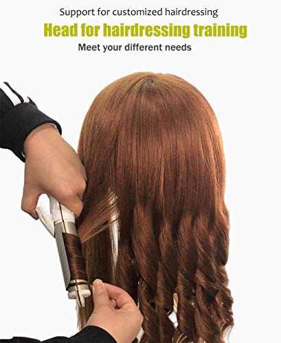 18" Human Hair Mannequin Head with Clamp for Hairstyling Practice