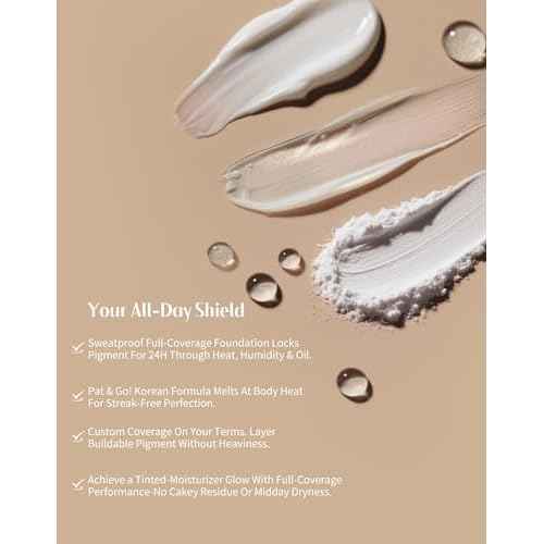 bayfree Tinted Moisture Foundation Balm, All-Day Wear Full Coverage Foundation, Hydrating & Weightless, Sweatproof & Humidity-Resistant, Buildable Natural Finish, Vegan Korean Makeup