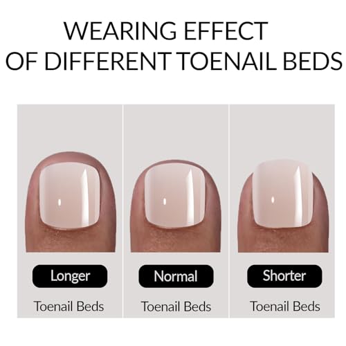 Geyakal French Tip Toenails-6 Short Square Fake Nails 240Pcs Press On Reusable Acrylic