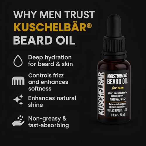 KUSCHELBAR - Beard Oil for Men | Beard Oil for Beard Growth | Provides Hydration, Softness, and Shine | Deep Moisture, Nourishment & Frizz Control | Leave-In, Non-Greasy, Lightweight l 3,38 fl.oz