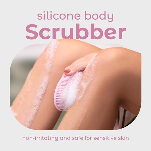 MainBasics Dual-Sided Silicone Body Scrubber - Exfoliating Loofah Brush