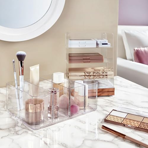 STORi 4-Compartment Clear Plastic Makeup Organizer