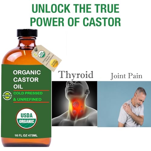 USDA Organic Castor Oil 16 oz - Cold Pressed, Hexane-Free Hair & Skin Treatment