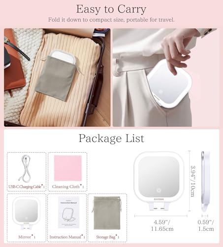 Shinowa 30X Magnifying Travel Makeup Mirror with 44 LED Lights