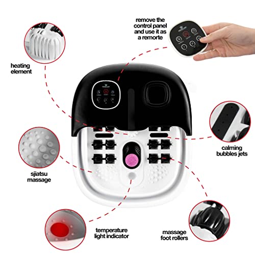 Foot Spa with Heat, Massage & Bubbles - Remote Control & Pumice Stone