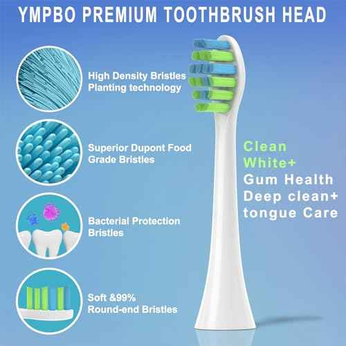 Toothbrush Replacement Heads Compatible with 7AM2M AM100/AM105/AM111 Electric Toothbrush, Soft Brush Bristles, 5 Pack White + 5 Pack Black