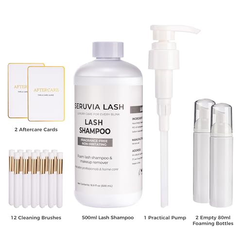 Oil-Free Lash Shampoo 500ml Bulk Refill Kit with Foaming Bottles