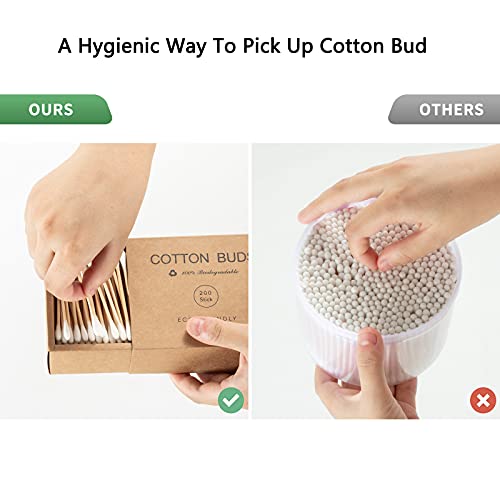 Bamboo Cotton Swabs Wooden Sticks 400 Count Eco-Friendly