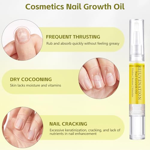 Rejuvenation Nail Growth Oil & Cuticle Care Pens with File (4 Pack)