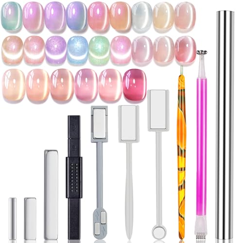 DANNEASY 10pcs Cat Eye Nail Magnet Set - Double-Head Magnetic Nail Art Tools (Variation 1)