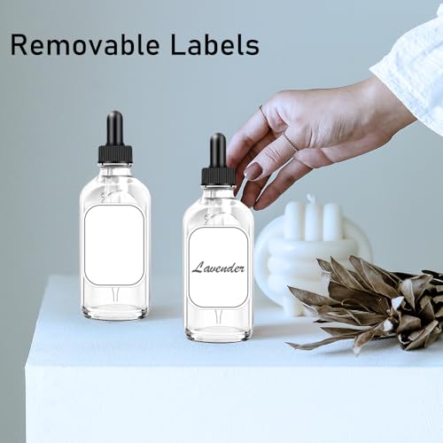2 Pack 4oz Clear Glass Dropper Bottles for Essential Oils