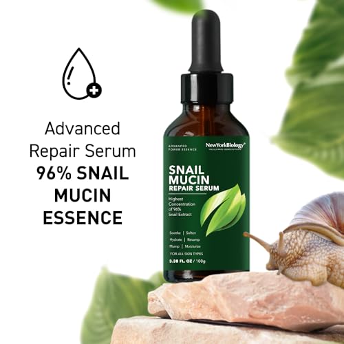 New York Biology 96% Korean Snail Mucin Serum for Face 3.38 Fl. oz 100 ml ? Facial Skin Care Snail Mucin Moisturizer for Dry, Dull Skin and Wrinkles ? Skin Care Hydrating Face Serum