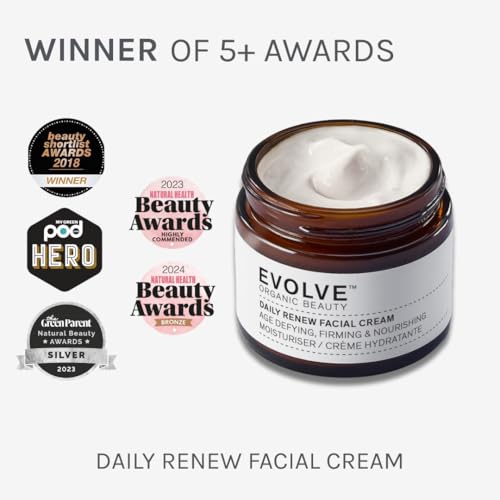 Evolve Organic Beauty - Natural Daily Renew Facial Cream | Small-Batch, Vegan Clean Beauty (2 oz | 60 mL) Packaging May Vary
