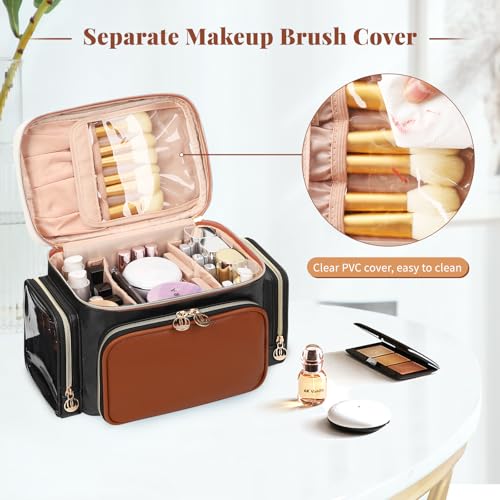 Bagmoly Large Makeup Bag Organizer with Brush Compartment