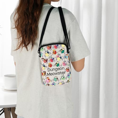 JXGZSO Dungeon Meowster Cosmetic Bag Dungeons and Cat Lover Gift Funny DND Gamer Gift (Dungeon moewster Crossbody)