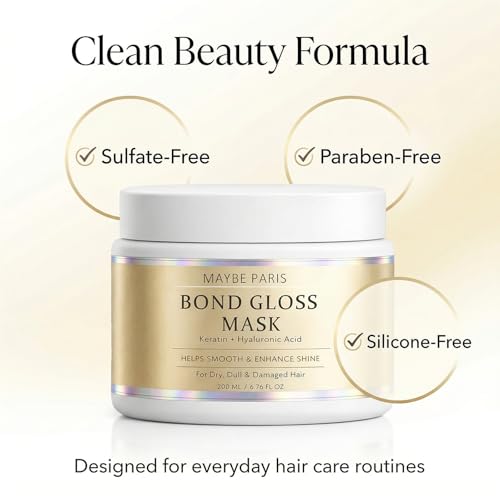 Bond Gloss Hair Mask with Hydrolyzed Keratin & Hyaluronic Acid - Moisturizing Treatment for Dry, Dull, Damaged Hair
