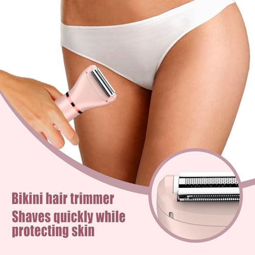 Lanumi Women Electric Razor 2 in 1 Bikini Trimmer Facial Hair Removal USB Rechargeable Body Shaver Wet Dry Pubic Hair Trimmer Lady Shaver LCD Display£¬Gifts for Women (Pink)