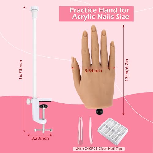 Silicone Practice Hand for Acrylic Nails with Stand