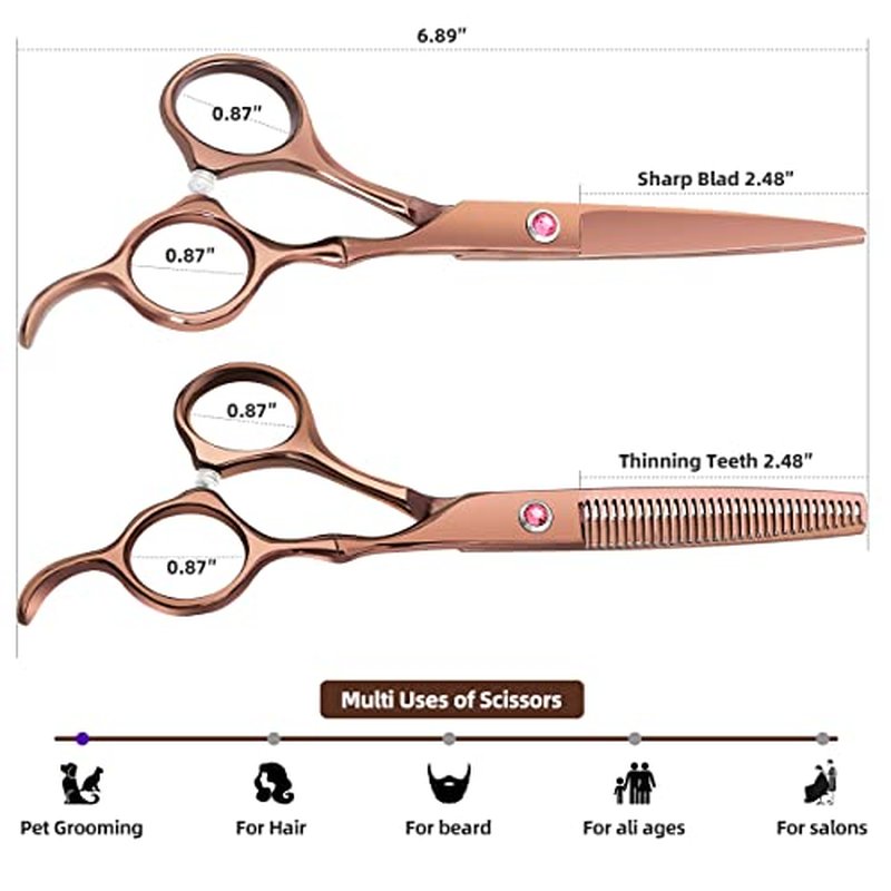 Professional Stainless Steel Hair Cutting Scissors Set - 4-Piece Salon Shears for All Hair Types