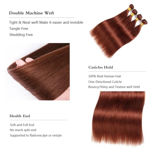 Brazilian Straight Human Hair Bundles Color 33 - 24, 26, 28 Inch