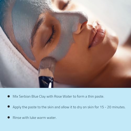 Serbian Blue Clay Powder for Facial Masks, Creams, Skin Tightening, Body Wraps,Scrubs, and Soap Making. (114g (4oz))