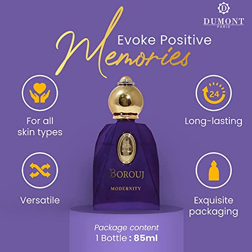 Dumont BOROUJ MODERNITY - 85ml Travel Size - Arabian-Inspired Unisex Perfume for Men & Women - Citrus, Floral, Fruity, Amber & Wood Fragrance - Long Lasting Cologne Mist & Body Spray