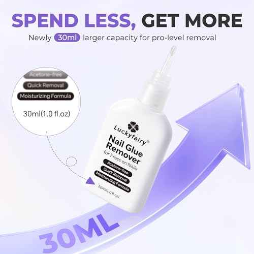 30ml Nail Glue Remover: Multi-functional Press On Nail Remover, Gentle Non-Acetone Nail Polish Remover for Gel Nails Tips, Quick Easy Removal Glueoff, Not for Gel Polish
