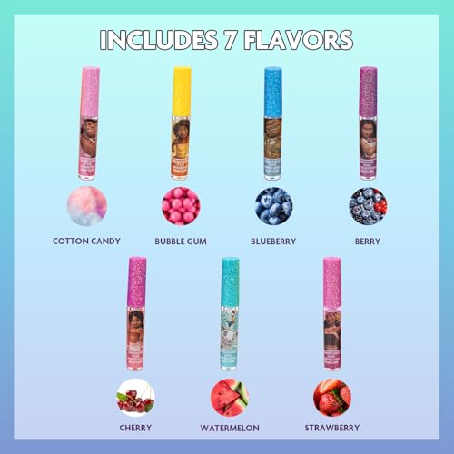 Moana 2 Plant-Based Lip Gloss Set, 7 Pack for Girls