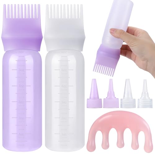 Hair Dye Applicator Bottles with Comb - 2 Pack 6 oz