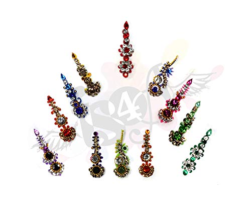 Multicolored Crystal Bindis Tattoo Stickers - Set of 12