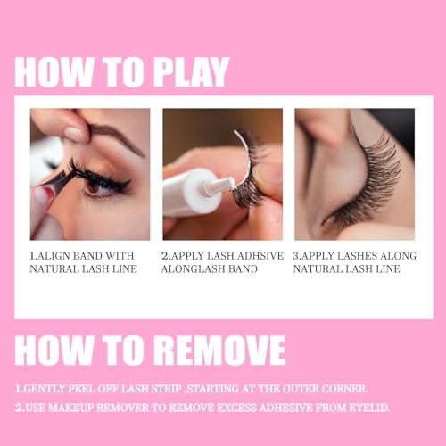 8Pair 3D5D 0.55INCH Fluffy Natural Look Faux Mink Lashes Thick False Eyelashes Volume Cat Eye Lashes Extension with Dark Pink Box